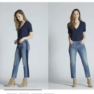 #2AB NWT- Driftwood Candace Satin Stipe Straight Ankle length Jeans, (2) S:25